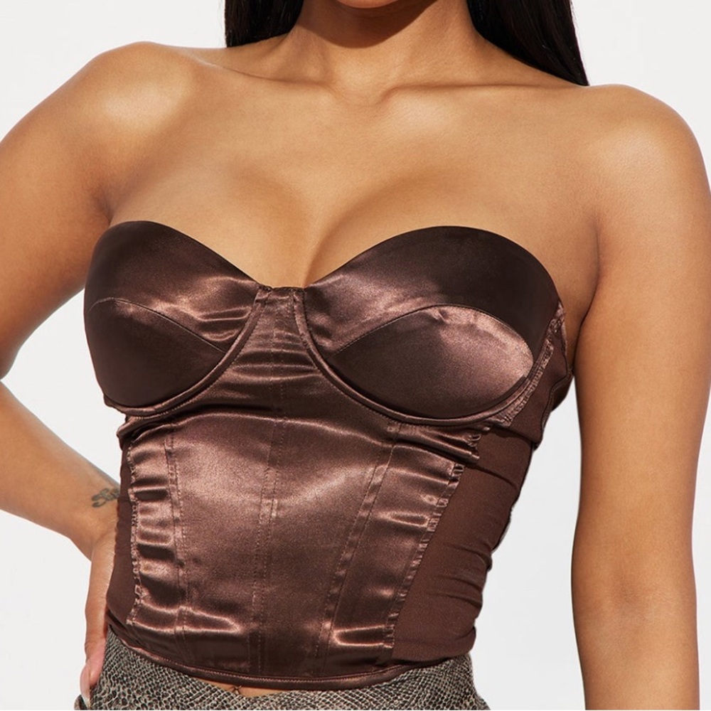 Satin brown corset top, new with tags